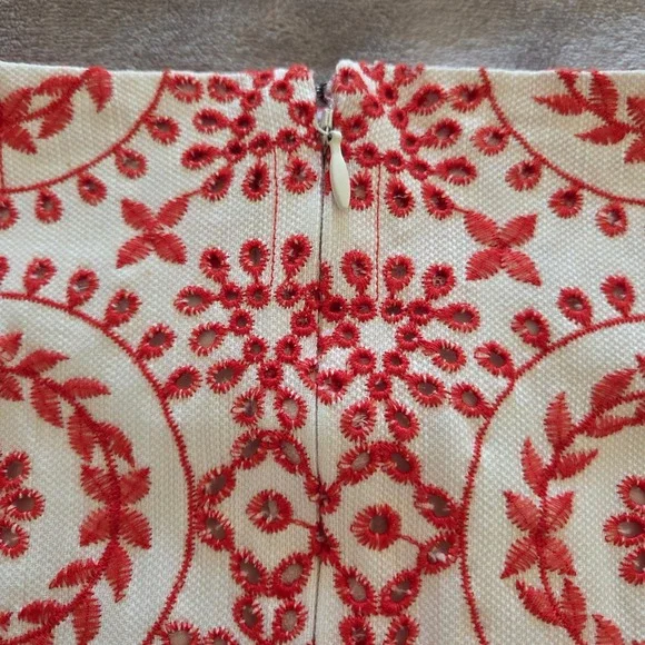 LOFT ANN KLEIN Boho Mini Skirt Petites Orange Embroidered Eyelet  Size 6P - Picture 9 of 9